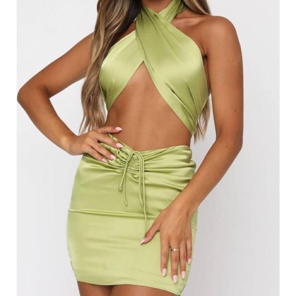 White Fox Boutique Dresses & Skirts - White Fox Boutique Matcha Green Silk Set